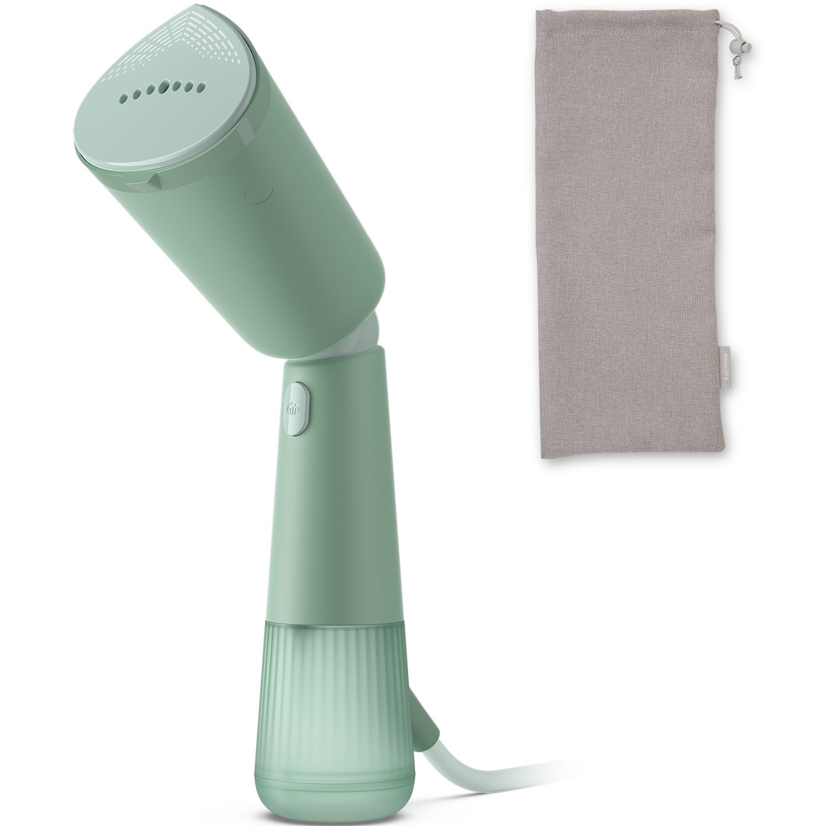 Aparat de calcat vertical portabil Philips STH5010/70 Seria 5000, 1300W, debit de abur 24 g/min, rezervor de apa 120 ml, cap reglabil pentru calcare verticala si orizontala, sacule