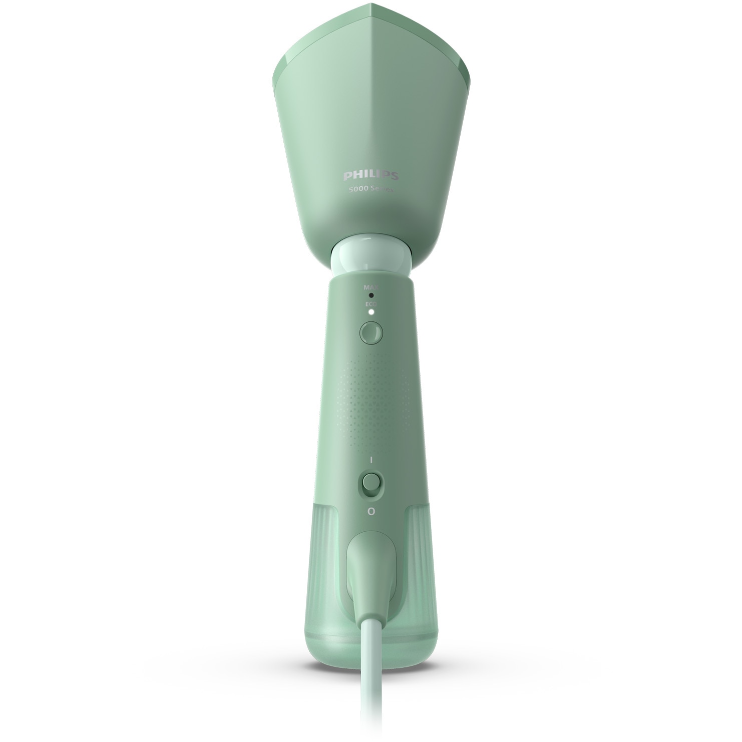 Aparat de calcat vertical portabil Philips STH5010/70 Seria 5000, 1300W, debit de abur 24 g/min, rezervor de apa 120 ml, cap reglabil pentru calcare verticala si orizontala, saculet depozitare, verde