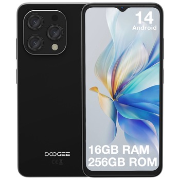 Telefon mobil DOOGEE N55 Pro, Android 14, 16GB RAM, 256GB ROM, 1TB extensibil, display 6.56 inch HD+ 90Hz, baterie 5150mAh, negru Telefon mobil DOOGEE N55 Pro, Android 14, 16GB RAM, 256GB ROM, 1TB extensibil, display 6.56 inch HD+ 90Hz, baterie 5150mAh, negru