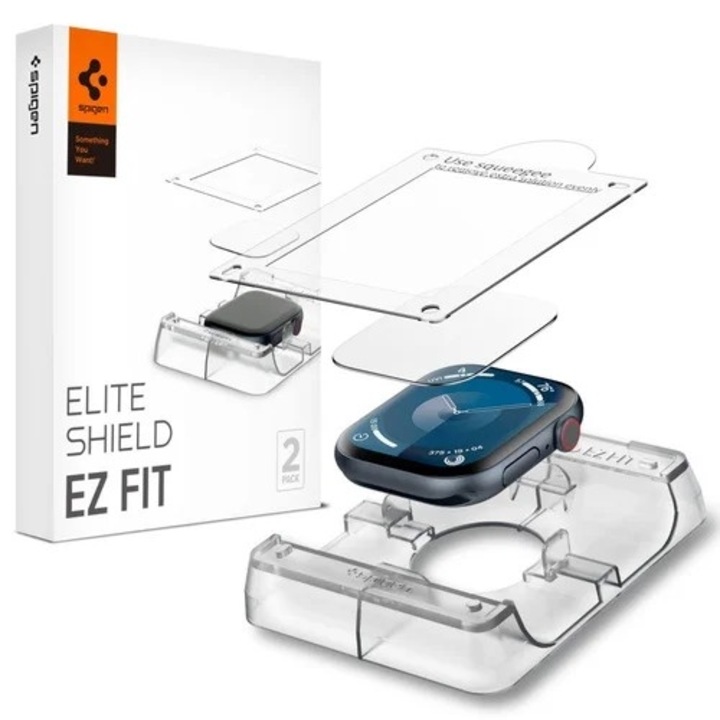 Протектор за Apple Watch 10 (42 mm) Spigen ELITE SHIELD EZ FIT, 2 броя, Ръководство за поставяне