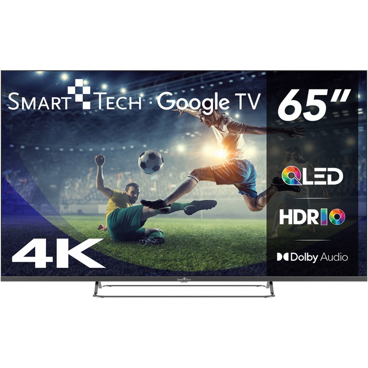 Телевизор SmartTech QLED 65QG02V, 65" (164 см), Google TV, 4K Ultra HD, Клас F (Модел 2024)