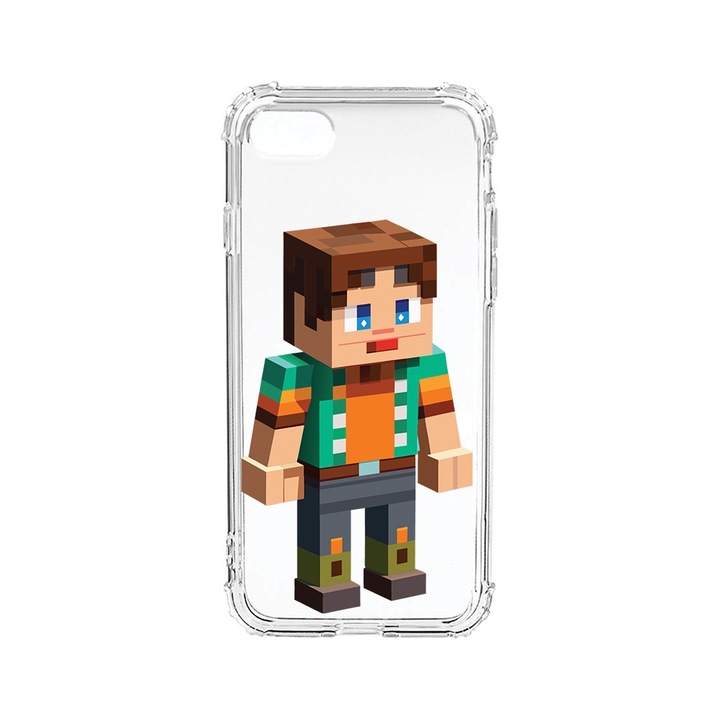 Силиконов калъф BestCase за Apple iPhone SE 3 / iPhone SE 2 / iPhone 8 / iPhone 7, Minecraft Character, Air-Cushion Technology, 1.5MM, Anti Shock, AS 1682