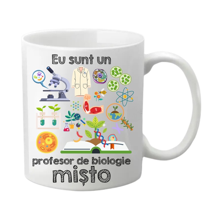Cana personalizata - Eu sunt un profesor de biologie misto, alba, 330 ml