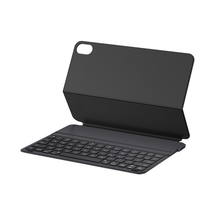 Husa cu tastatura pentru iPad Apple, Baseus®, se potriveste pentru iPad 10th Gen 2022 10.9, tastatura wireless retroiluminata in 7 culori, Bluetooth 5.3, USB-C, suport pentru stiloul pen, negru