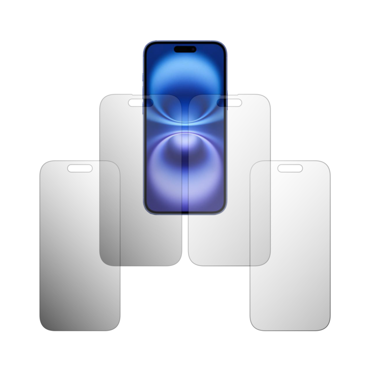 4 db Folie24 képernyővédő fólia készlet, Apple iPhone 16 Plus készülékhez, 2X Ultra-Clear + 2X matt, teljes kijelzős lefedettség és tokbarát, öntapadó, rugalmas, önregenerálódással