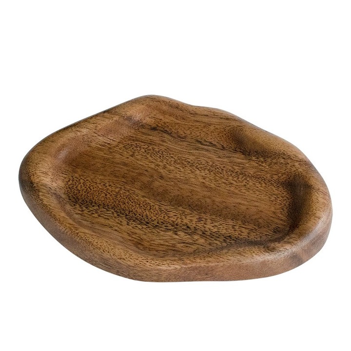 Tava din lemn masiv lucrata manual, model nor, multifunctionala, 19x13cm, maro