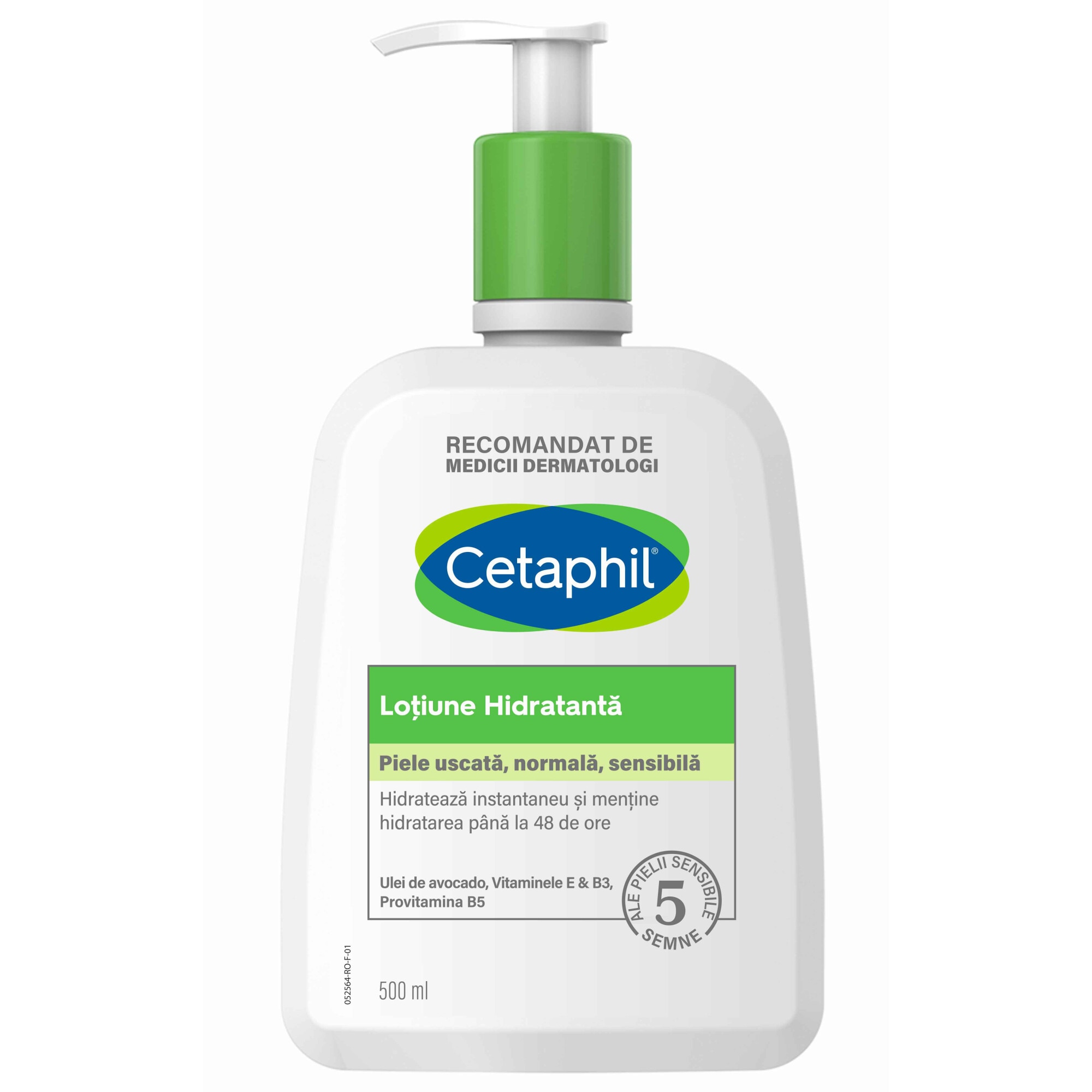 Lotiune Hidratanta pentru fata si corp Cetaphil, pentru piele normala spre uscata, sensibila, cu niacinamida si vitamina E, 500 ml