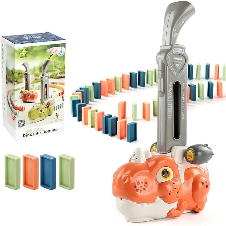Oktatójáték elektromos dominóvonat, OBEST, műanyag, 80 darabos, zenével és fényekkel, 27.1x14.2x10.4cm