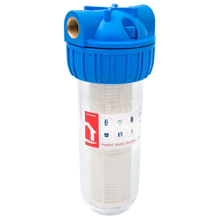 Воден филтър Ermetiq EWY-F34/10S 10", С филтърен патрон, Вътрешна резба 3/4"
