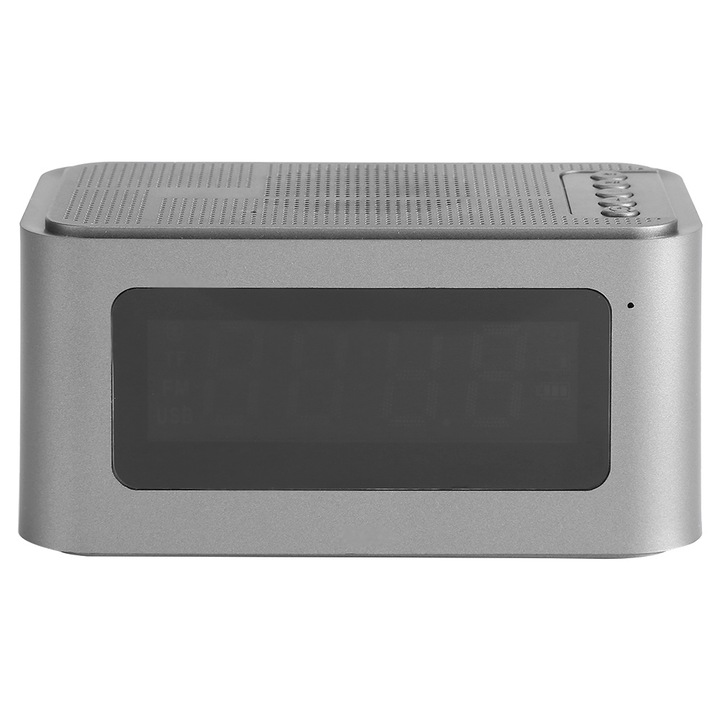 Többfunkciós digitális ébresztőóra, Jormftte, Bluetooth, szuper hangos, ezüst, 1200mAh