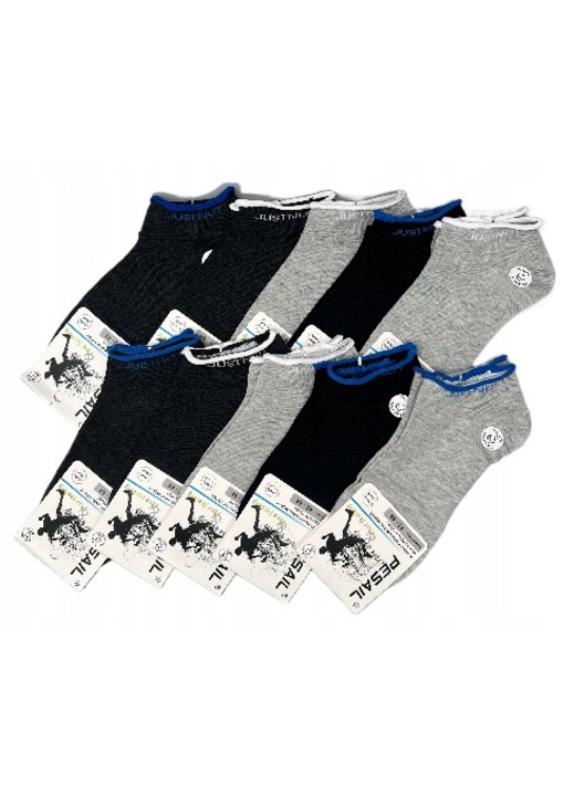 10 pár férfi zokni készlet, Pesail, pamut, fekete/szürke