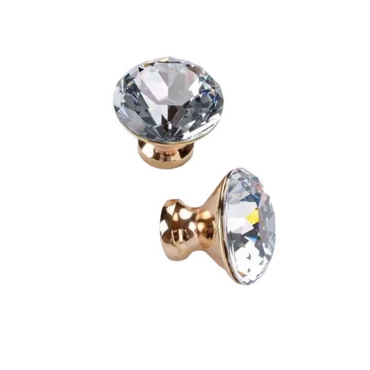 Комплект от 2 x златна дръжка с диамантен дизайн, размери 5 см x 5 см x 8 см, цвят злато, The Casius.®