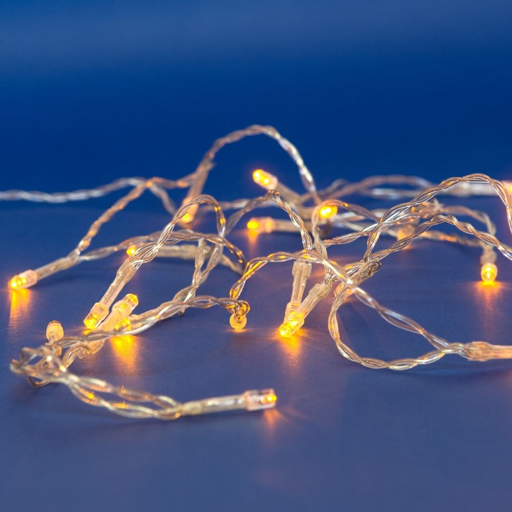 Инсталация за коледно осветление, LED, 20 крушки, жълто, AA батерии, 2,2 м, закрито
