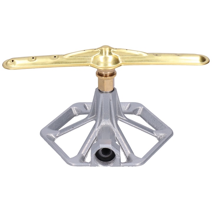 Jormftte 360 fokban forgatható öntözőfej, öntöttvas és sárgaréz anyag, nagy lefedettség, kerti használatra