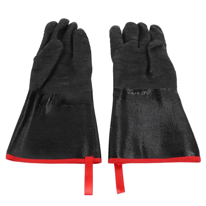 Jormftte konyhai kesztyűk, szett, magas hőmérsékletnek ellenálló, vízálló, 14 hüvelyk, fekete
