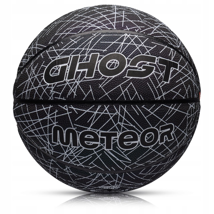 Баскетболна топка Meteor Ghost холографска, спортна топка, от PU, за открито и зала, черно/бяло, размер 7