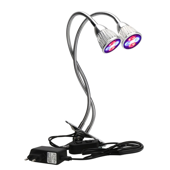 Lampa de crestere pentru plante Jormftte 10W, cu doua capete, eficienta ridicata, AC85-265V, verde