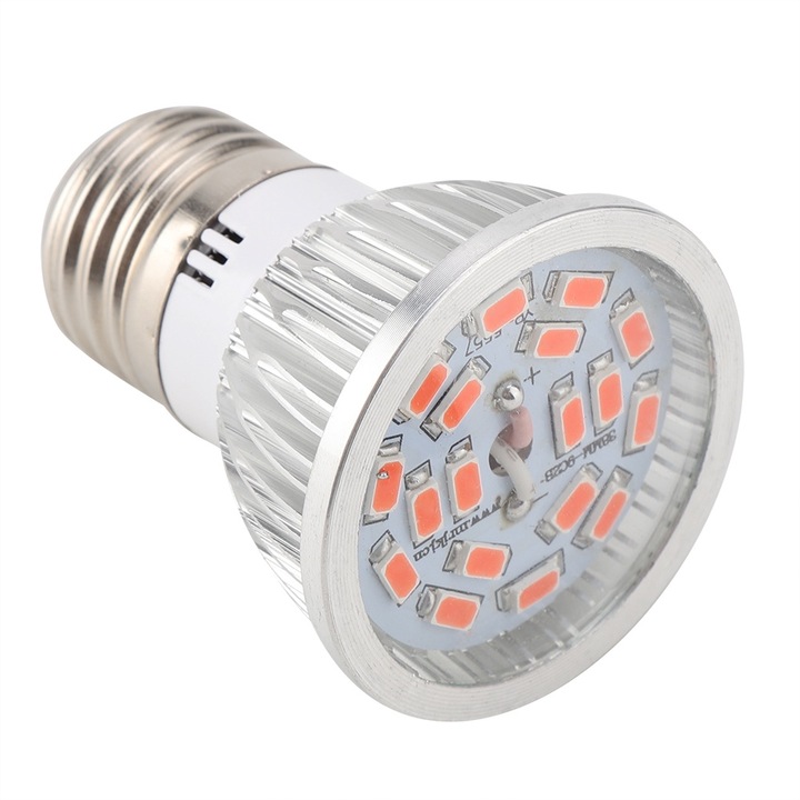 Lampa de crestere LED 6W Jormftte E27, spectru complet, pentru gradinarie interioara, plante in ghiveci