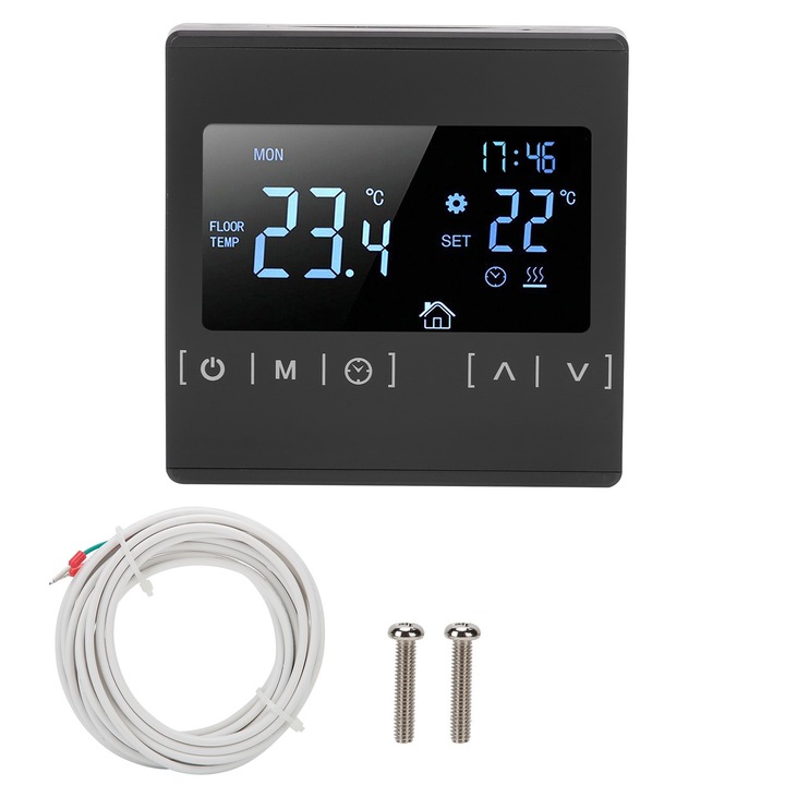 Термостат AMRINUGL, контрол на температурата, функция памет, 8.5x8.5x1.6cm, пластмаса