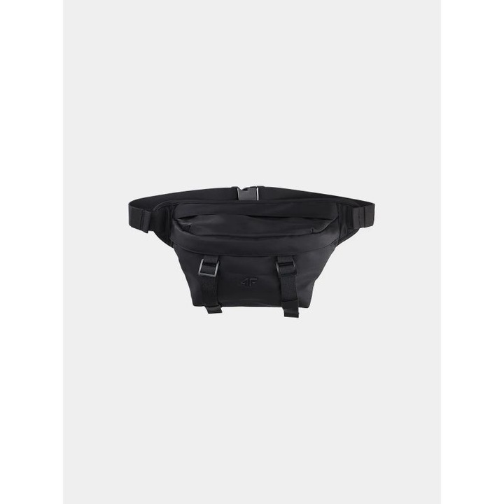 Borseta sport 4F, neagra, 40x16x13cm, cu compartiment principal cu fermoar, reglabil