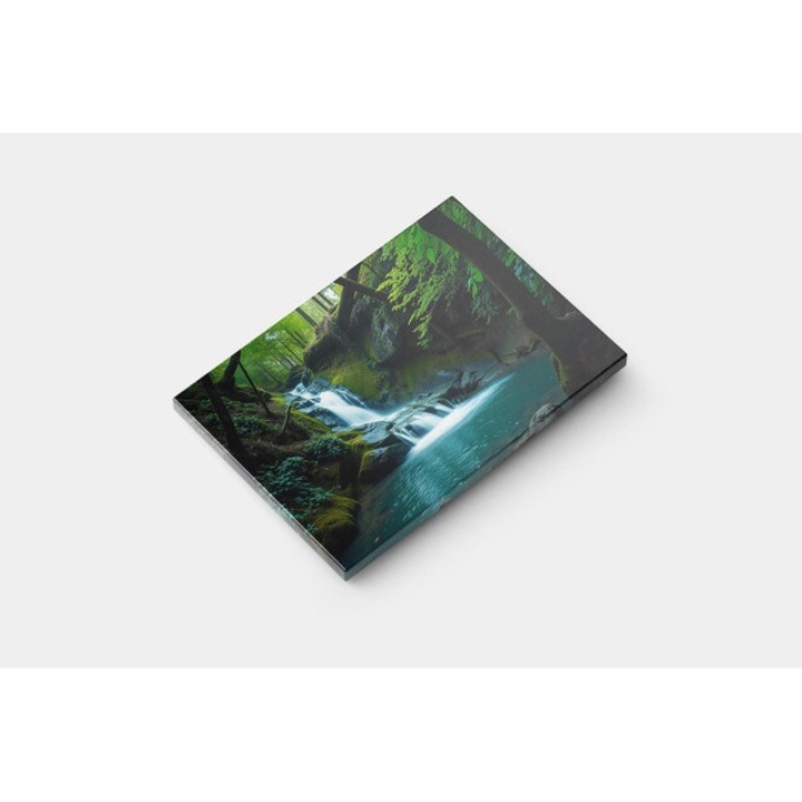 Картина на платно - Водопад в гора с мъх и скали - 50x70 см