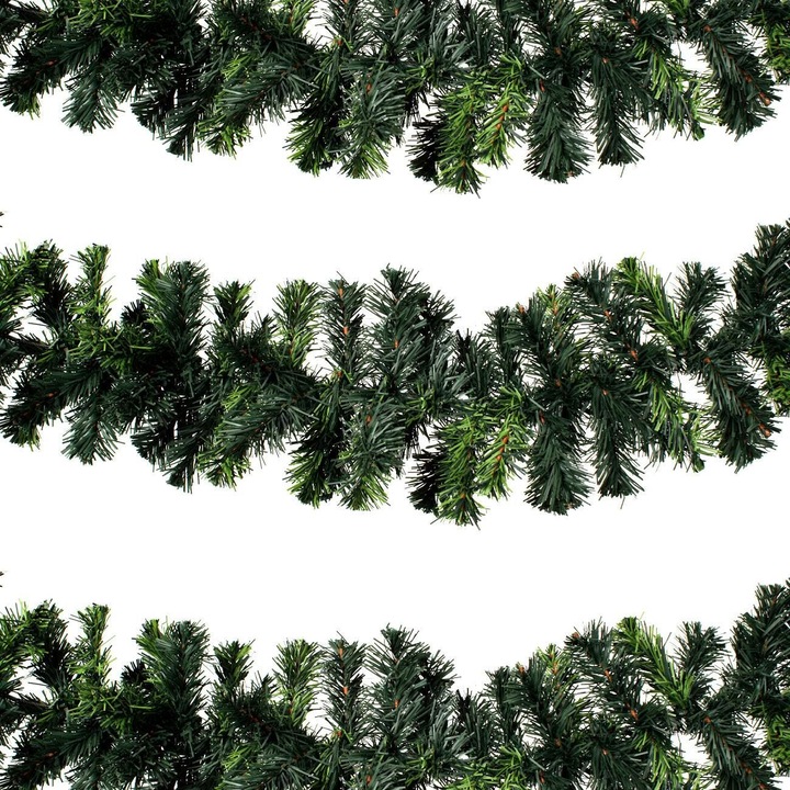 Коледен декоративен гирлянд, двуцветен модел, зелена пластмаса, дължина 2,7 м, ширина 20 см