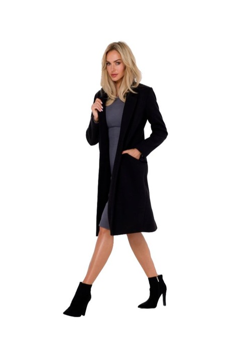 Palton Crombie pentru femei, Made of Emotion, Maduna, neagra, Negru