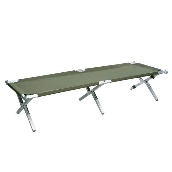 Pat camping Fosco Field Cot, 210x70x46cm, 150kg, cu sac de transport, kaki