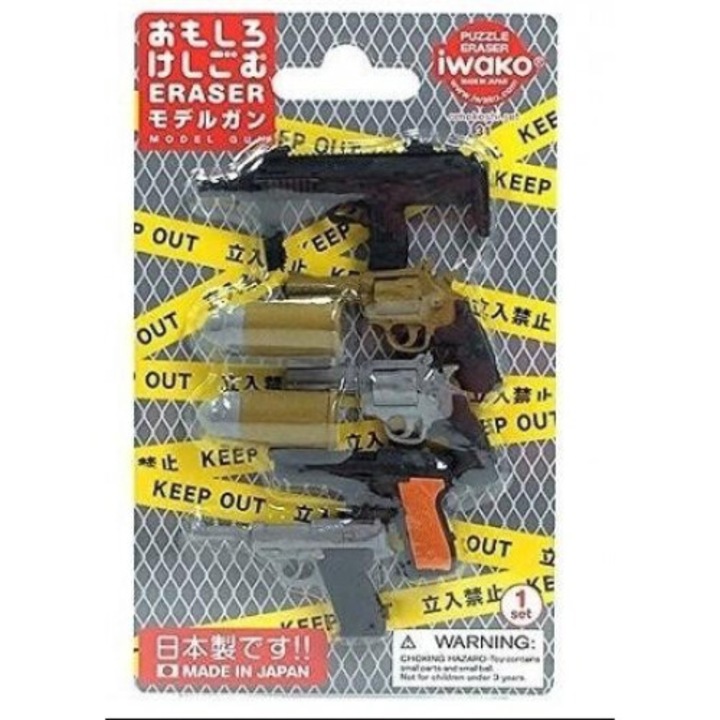 Set gume de sters, Iwako, modele arme, 97x153mm, 3+ ani