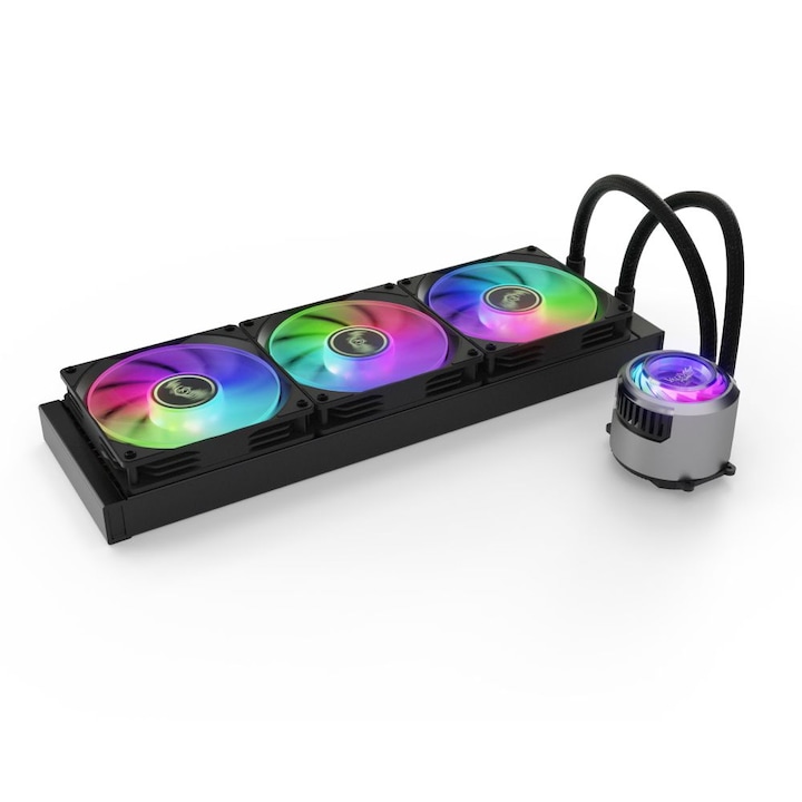 Sistem de racire pentru procesor, CPU Valkyrie Jarn 360 ARGB, 3 ventilatoare 12cm, negru, AM4/AM5/LGA1200/LGA1700