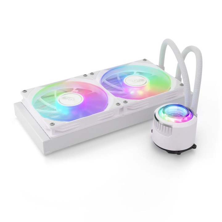 Valkyrie Jarn 280 ARGB AiO (VK-AIOJR280W) folyadékhűtéses processzor hűtő, 2*120 cm ventillátor, RGB világítás, Intel és AMD processzorokhoz, fehér