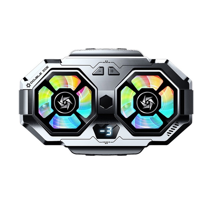 Dispozitiv Racire Smartphone, Comando Power Fridge, Iluminat Ambiental, Dimensiuni Ajustabile, Putere Ajustabila, 2 Motoare, Ecran Digital, Gri