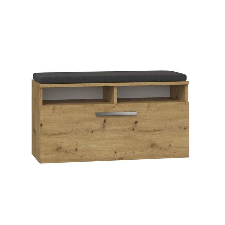 Riva cipős szekrény, 6 polcos, heverővel, kézműves tölgy színű