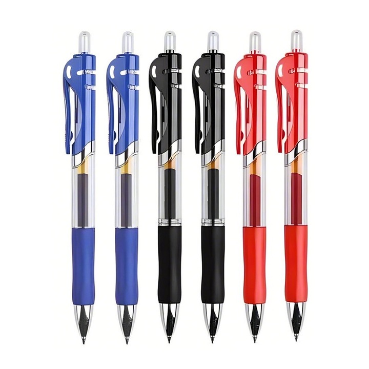 6 db-os zselés toll készlet, Golyós, 0,5mm, Fém hegy, Többszínű