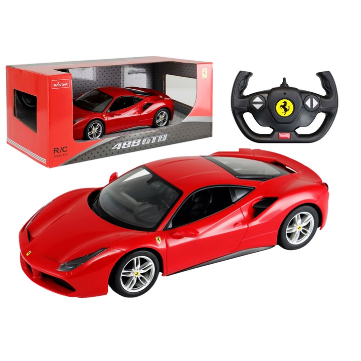 Rastar 1:14 méretarányú Ferrari 488 GTB távirányítós autó, piros