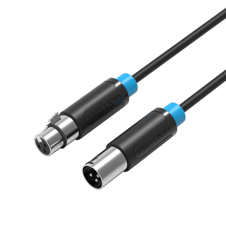 XLR стерео аудио кабел, VENTION, BBF, удължител за аудио оборудване, PVC, черен, 3 м