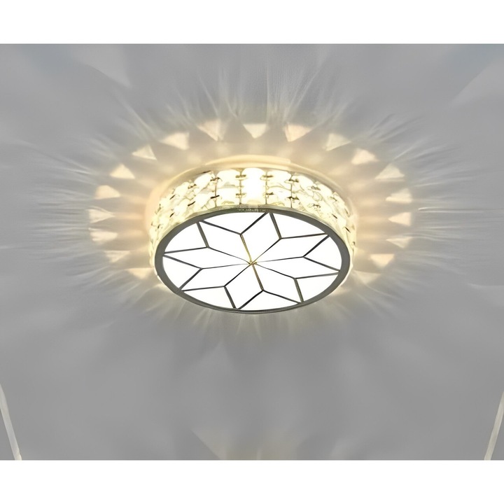 Plafoniera Crystal LED Argintiu, Rotunda, 20 x 20 x 10 cm, 24W, LALELULI®