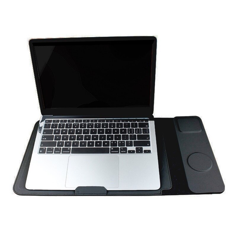 Husa laptop 15 -16 inch, 5-in-1, Incarcator wireless pentru telefon mobil si casti, Cu functie stand, Mousepad, Protectie zgarieturi si caderi, Cu inchidere magnetica