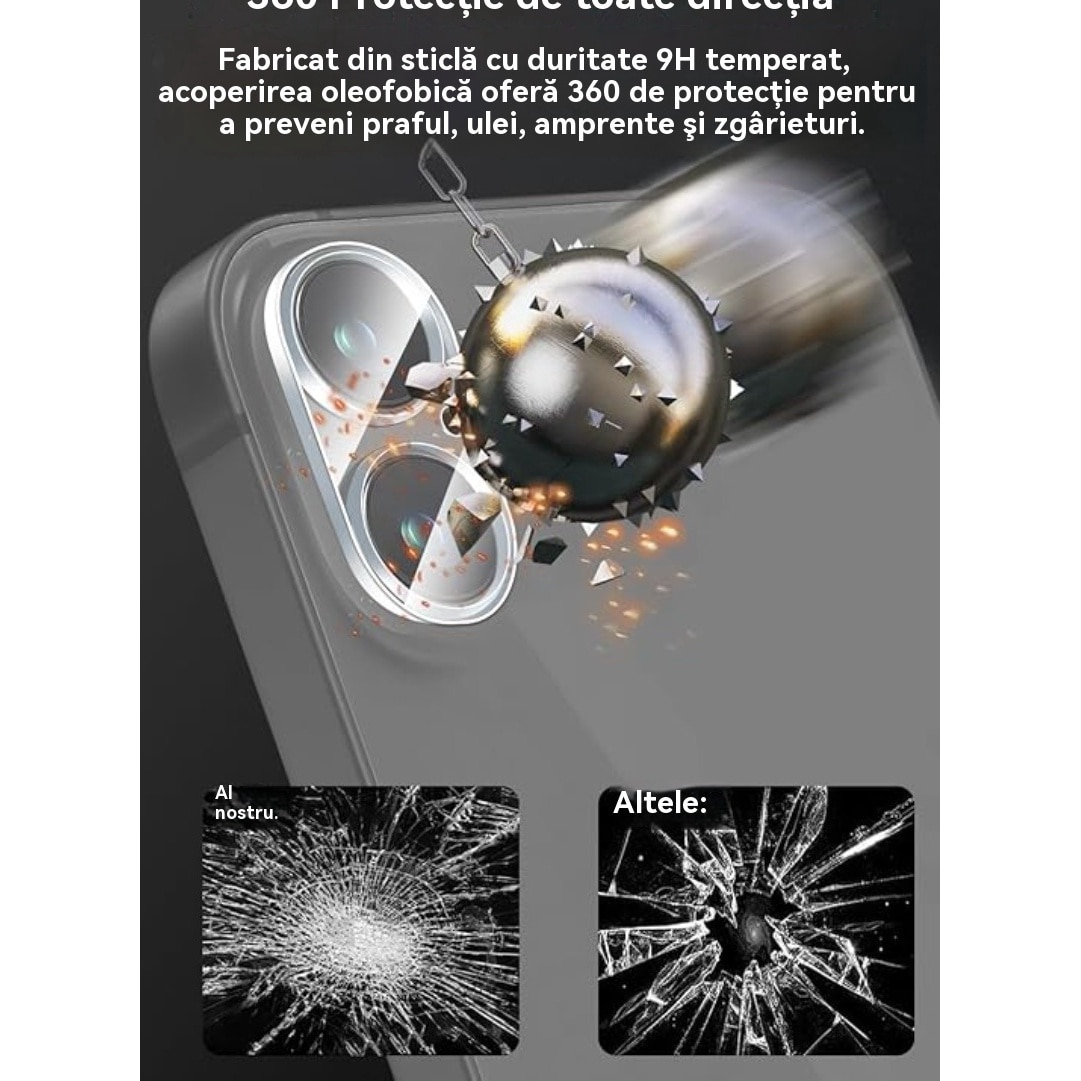 Folie de protectie a obiectivului camerei foto, pentru Huawei P50 Pro, 360° acoperire completa, Folie sticla, rezistent la amprente, rezistent la explozii, Ultra HD, rezistent la zgarieturi, Folie protectie camera spate, sticla temperata, transparent