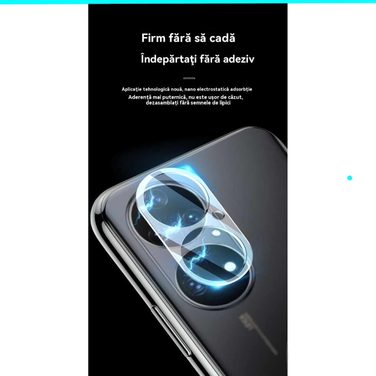 Folie de protectie a obiectivului camerei foto, pentru Huawei P50 Pro, 360° acoperire completa, Folie sticla, rezistent la amprente, rezistent la explozii, Ultra HD, rezistent la zgarieturi, Folie protectie camera spate, sticla temperata, transparent