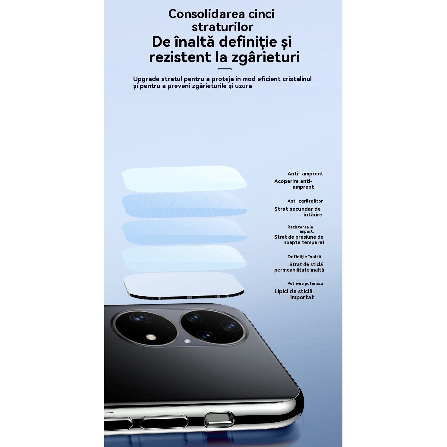 Folie de protectie a obiectivului camerei foto, pentru Huawei P50 Pro, 360° acoperire completa, Folie sticla, rezistent la amprente, rezistent la explozii, Ultra HD, rezistent la zgarieturi, Folie protectie camera spate, sticla temperata, transparent