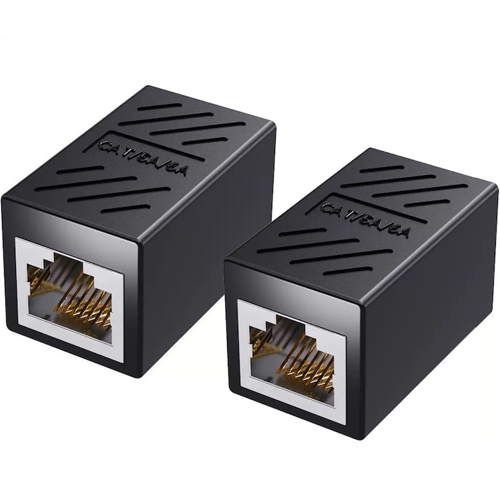 Set 2 Bucati Adaptor Cabluri RJ45, GUIXUAN, Cat.7, UTP, Negru, 8P/8C