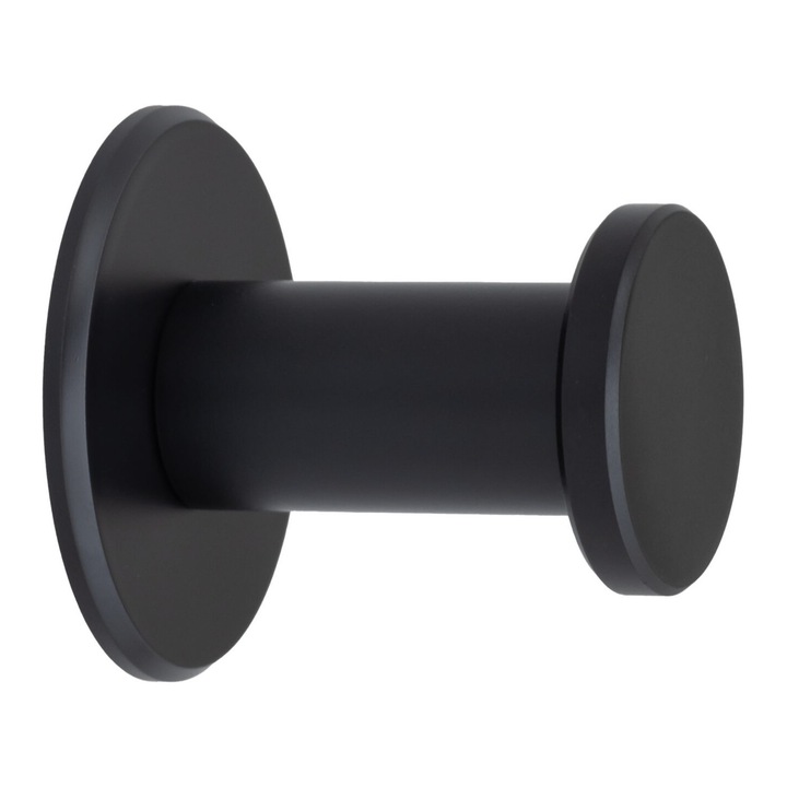 Carlige tip cuier baie pentru prosop, bucatarie si hol, Cuier cu adeziv puternic, Inox, finisaj negru, EVI Herrajes, 030190DUALNG