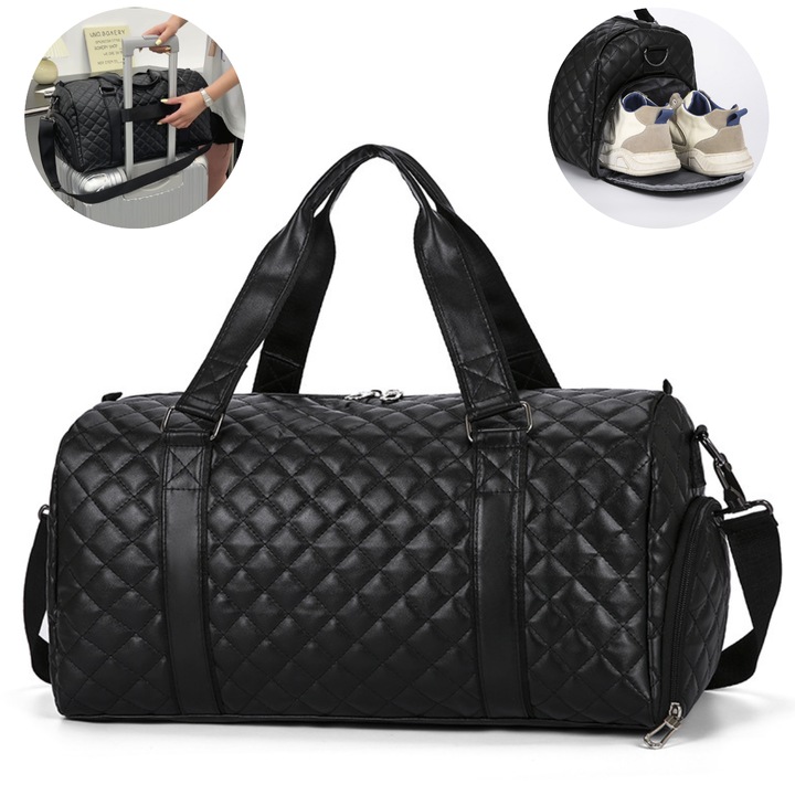 Smart Business táska, többfunkciós fitneszhez, sporthoz és utazáshoz, nagy kapacitású, 20 literes, vízálló, cipőrekesszel és nedves-száraz zsebbel, ideális edzőterembe, úszáshoz, jógához, utazáshoz és utazáshoz, 42x30x20 cm, fekete