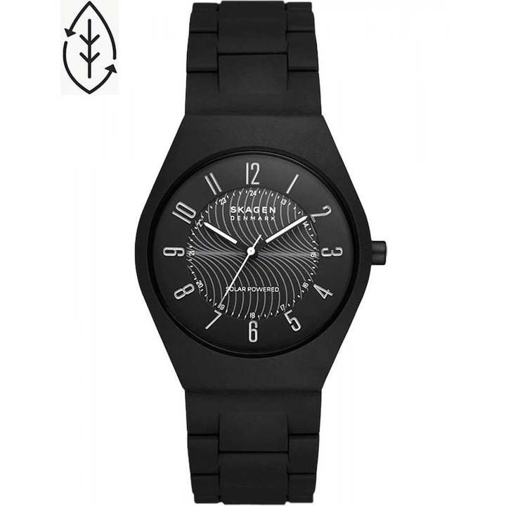 Мъжки часовник, Skagen, Полиуретан/Каучук, 10 ATM, Черен