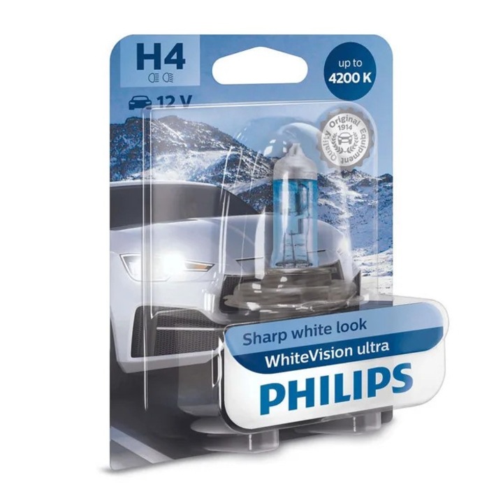 Autó fényszóró izzója WhiteVision Ultra H4, 60/55 W, 12 V Ultron
