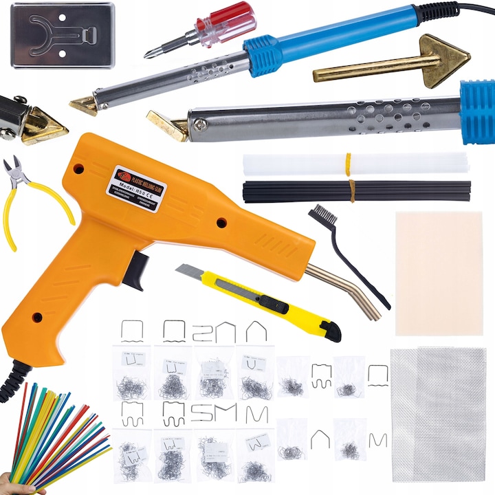 Lutownica tip fier de lipit Rosfix Blue Lark 80W BL80W cu set de accesorii, Zszywacz pentru plastic cu 200 zszywek, 800 zszywek, Prowelder Kit Mini