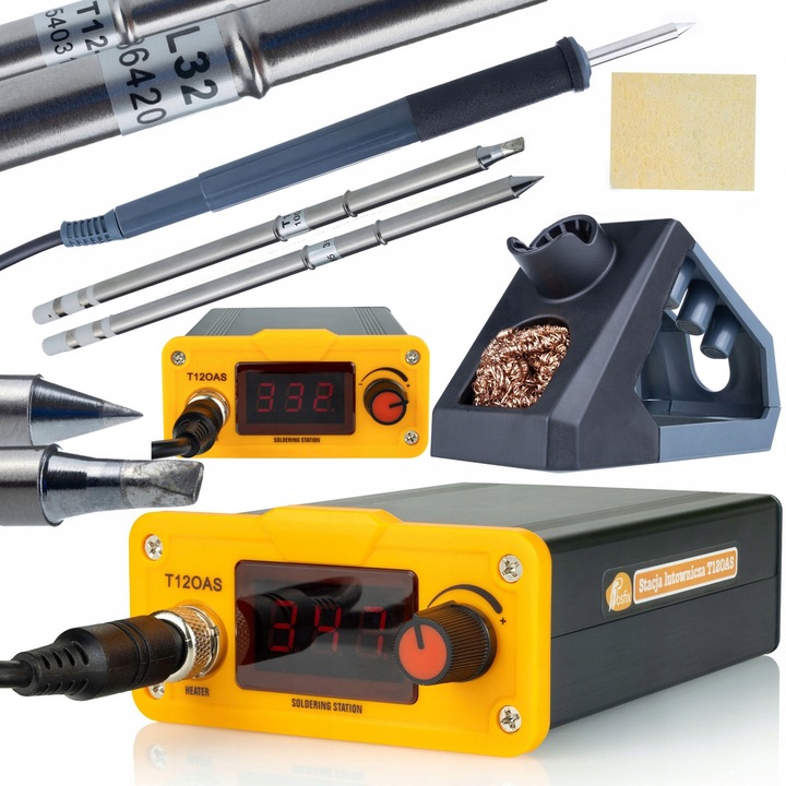 Rosfix Поялна станция за накрайници T12 Rosfix Orange Akbash Standard T12OAS + Поялник с вграден нагревател T12-B + T12-D32