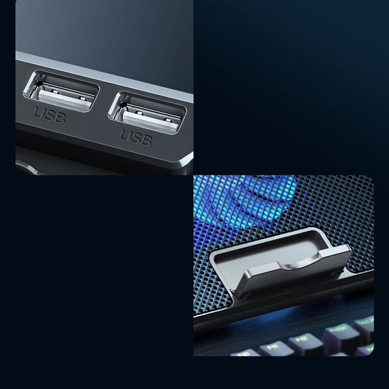 Jfyu Охладител за лаптоп JFYU, преносима стойка, 6 LED вентилатора, 2 USB ...