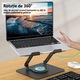 Suport pentru Laptop, JFYU, Suport Laptop Reglabil pe Inaltime, Aliaj de Aluminiu, Rotire 360°, Non-Alunecos, Pliabil, Portabil, Detasabil, Laptopuri de Pana la 17 inch, Pentru Laptopuri, Tablete, Negru